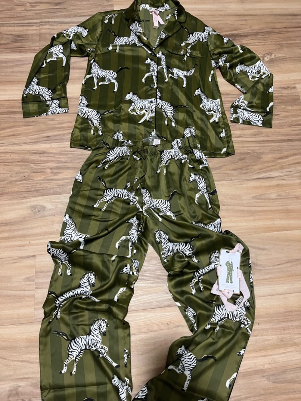 Victoria's Secret Olive Green Zebra-Print Pajama Set